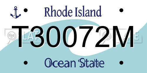 T30072M Rhode Island License Plate