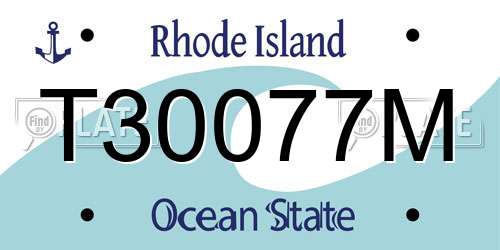 T30077M Rhode Island License Plate