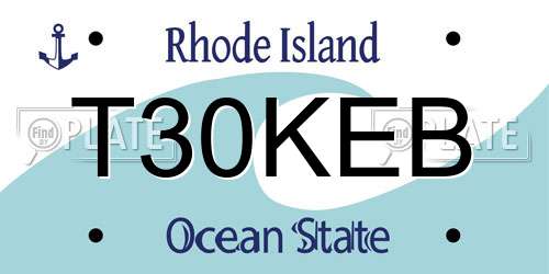 T30KEB Rhode Island License Plate