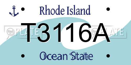 T3116A Rhode Island License Plate