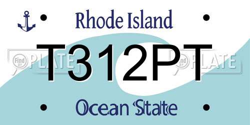 T312PT Rhode Island License Plate