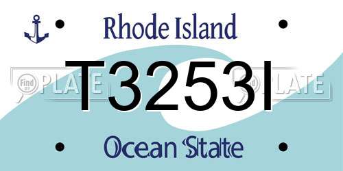 T3253I Rhode Island License Plate