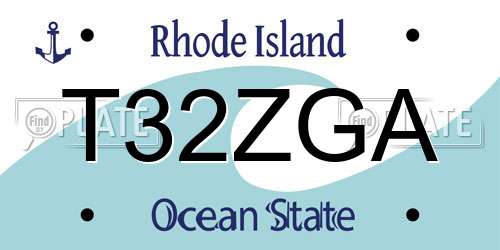 T32ZGA Rhode Island License Plate