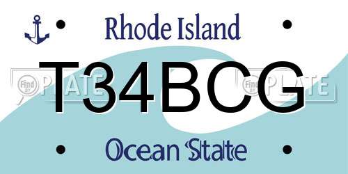 T34BCG Rhode Island License Plate