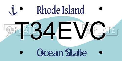 T34EVC Rhode Island License Plate