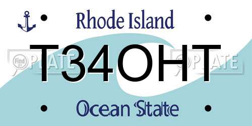 T34OHT Rhode Island License Plate