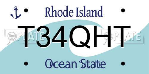 T34QHT Rhode Island License Plate