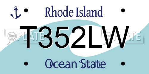 T352LW Rhode Island License Plate