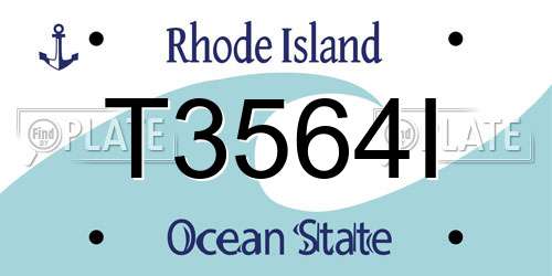T3564I Rhode Island License Plate