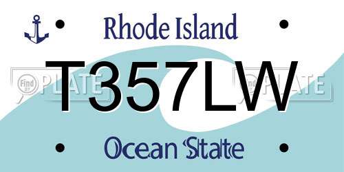 T357LW Rhode Island License Plate