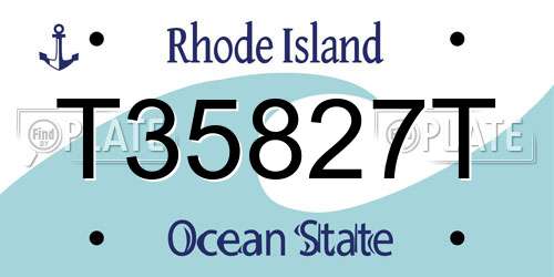 T35827T Rhode Island License Plate