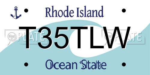 T35TLW Rhode Island License Plate