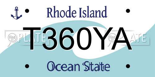 T360YA Rhode Island License Plate