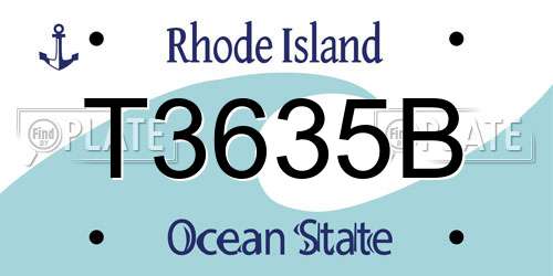 T3635B Rhode Island License Plate