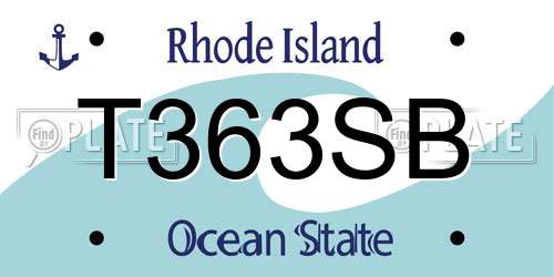 T363SB Rhode Island License Plate