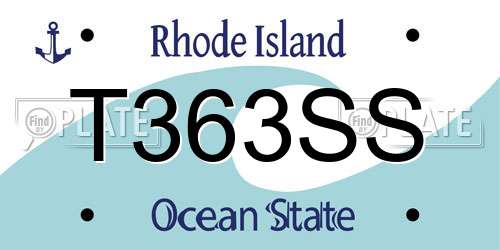 T363SS Rhode Island License Plate