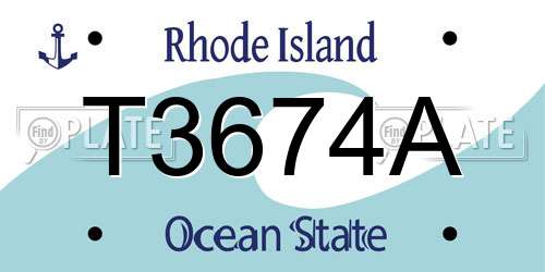 T3674A Rhode Island License Plate