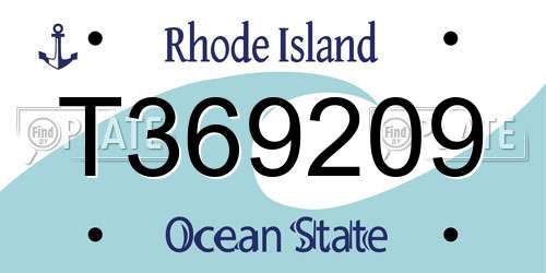 T369209 Rhode Island License Plate