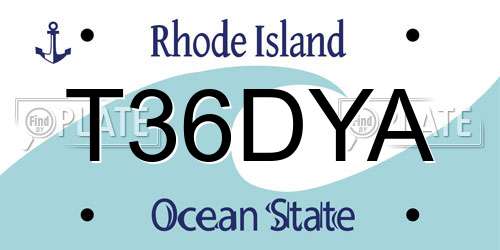 T36DYA Rhode Island License Plate