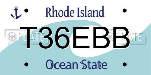 T36EBB Rhode Island License Plate