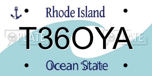 T36OYA Rhode Island License Plate