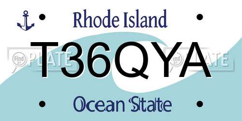 T36QYA Rhode Island License Plate