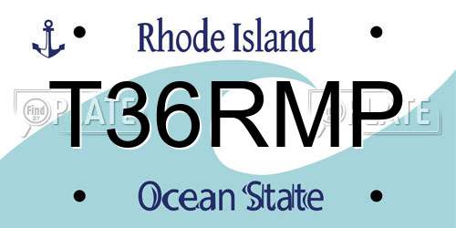 T36RMP Rhode Island License Plate