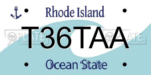 T36TAA Rhode Island License Plate