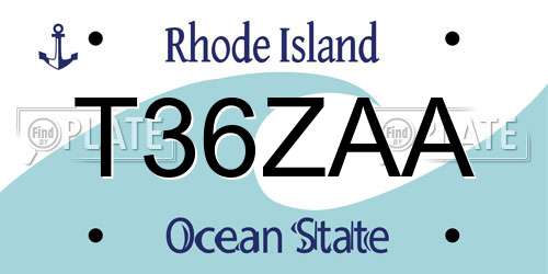 T36ZAA Rhode Island License Plate