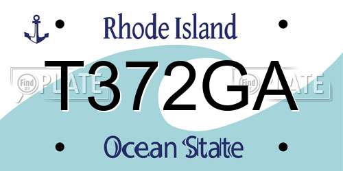 T372GA Rhode Island License Plate