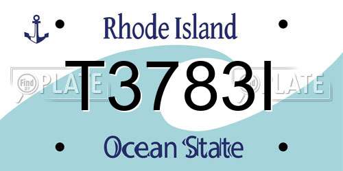 T3783I Rhode Island License Plate