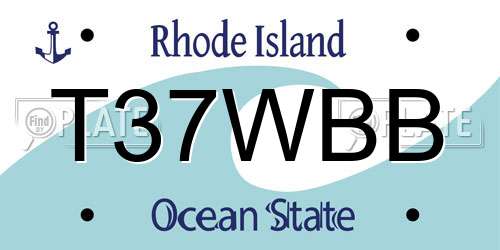 T37WBB Rhode Island License Plate