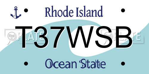 T37WSB Rhode Island License Plate
