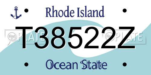 T38522Z Rhode Island License Plate