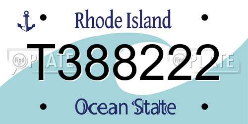 T388222 Rhode Island License Plate