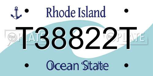 T38822T Rhode Island License Plate