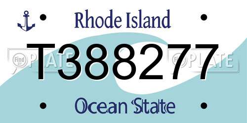 T388277 Rhode Island License Plate