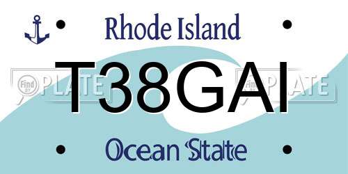 T38GAI Rhode Island License Plate