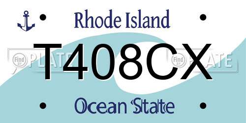 T408CX Rhode Island License Plate