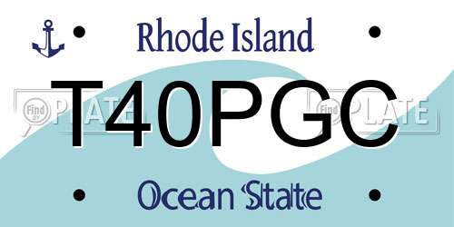 T40PGC Rhode Island License Plate