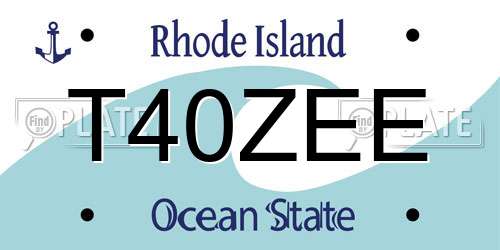 T40ZEE Rhode Island License Plate
