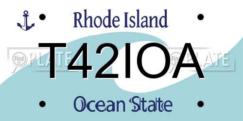 T42IOA Rhode Island License Plate
