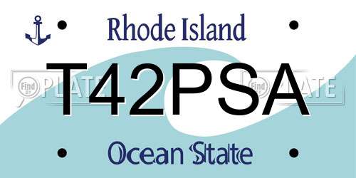 T42PSA Rhode Island License Plate