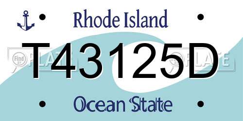 T43125D Rhode Island License Plate