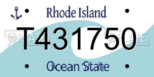 T431750 Rhode Island License Plate