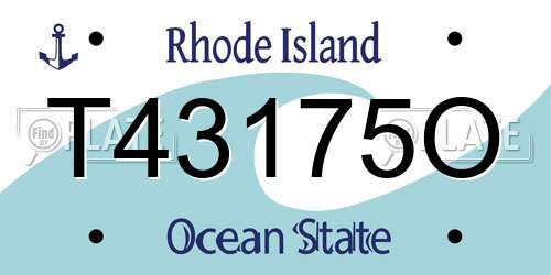 T43175O Rhode Island License Plate