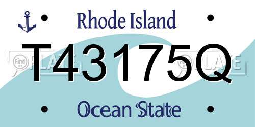 T43175Q Rhode Island License Plate