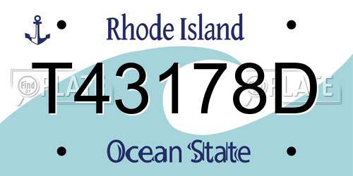 T43178D Rhode Island License Plate