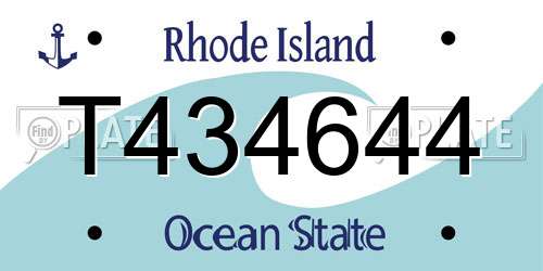 T434644 Rhode Island License Plate