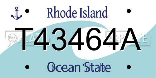T43464A Rhode Island License Plate